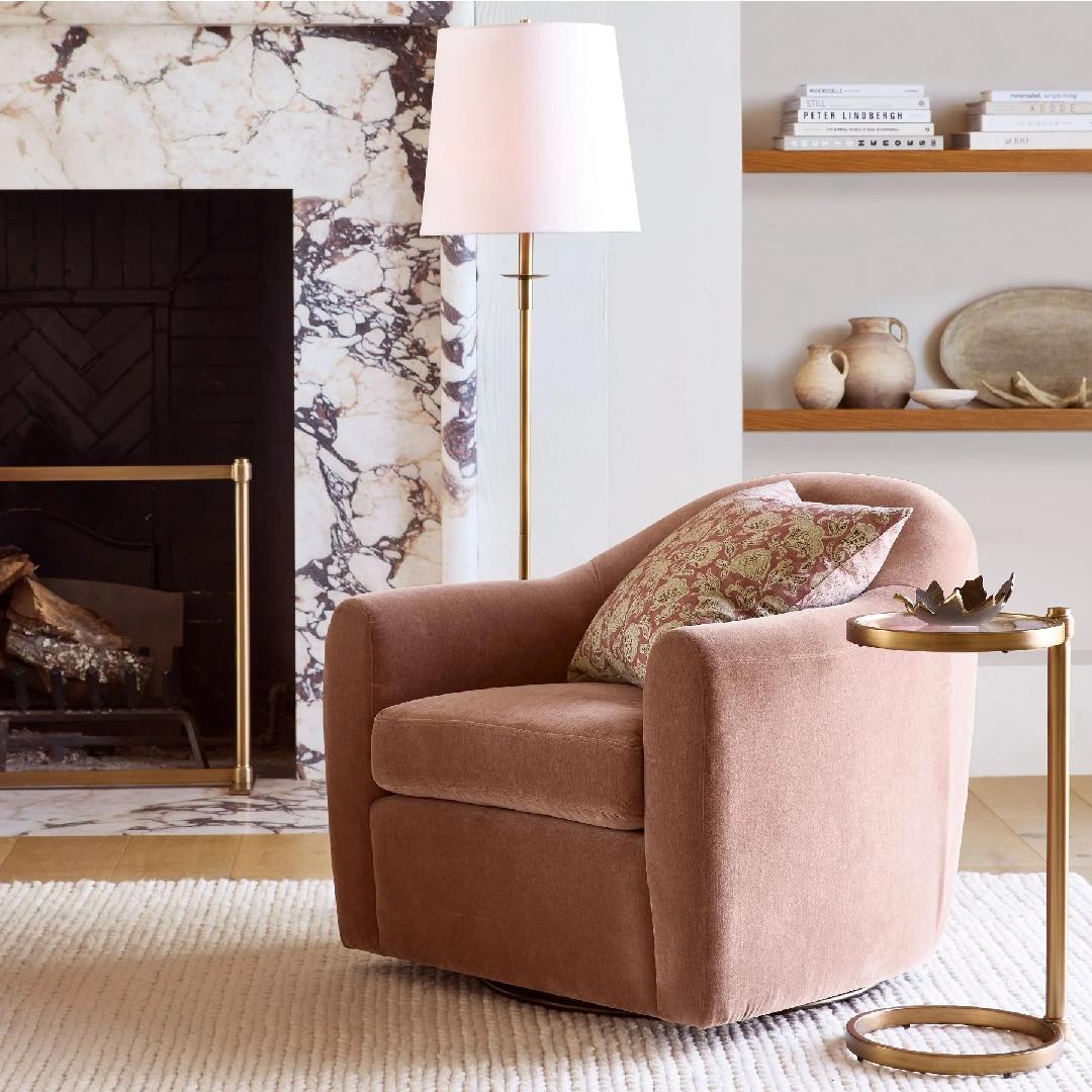 Lodge Brass Linen Floor Lamp