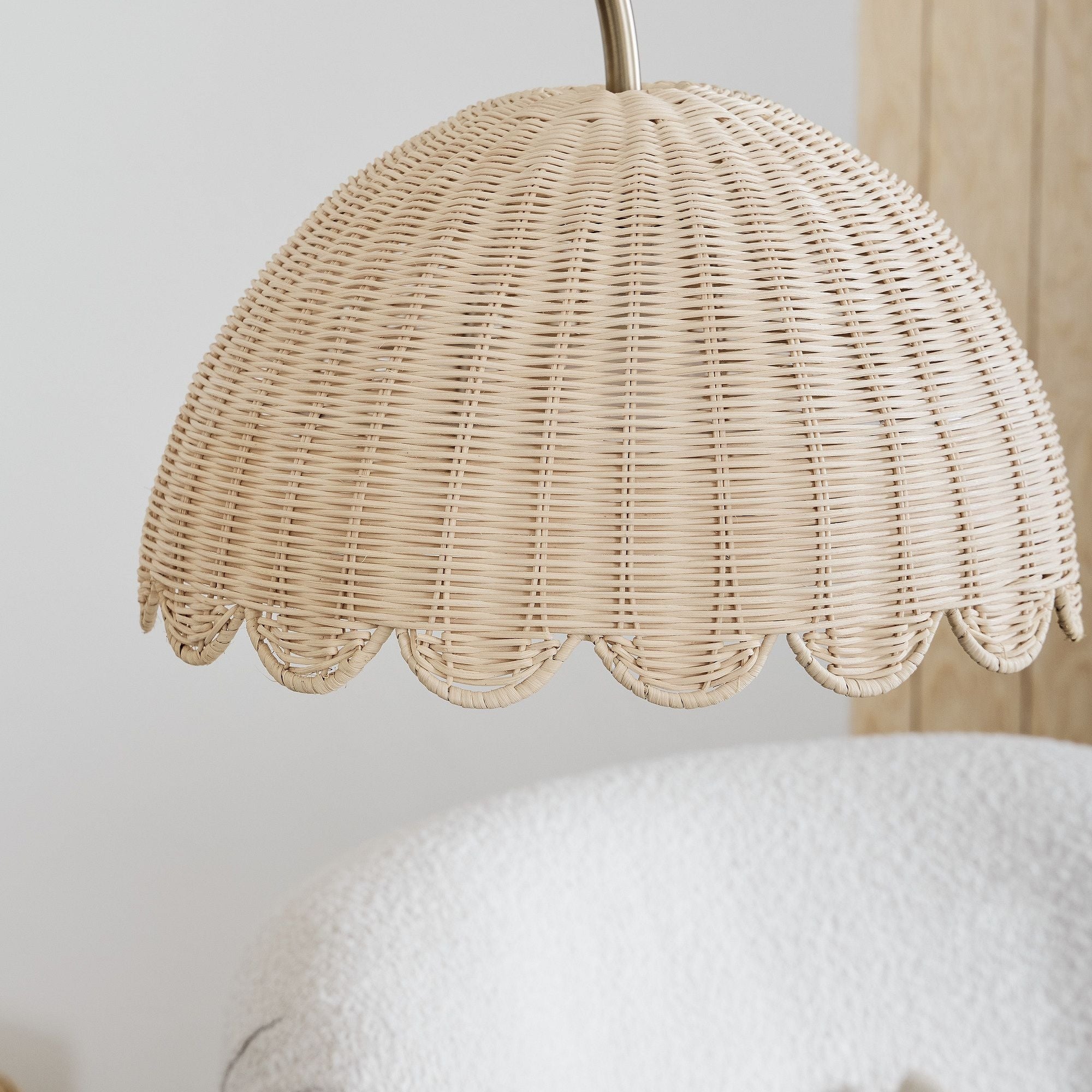 Fungi Floor Lamp Rattan Metal Wood