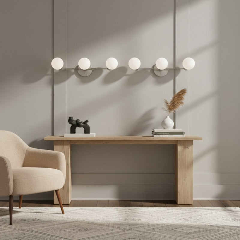 Pearl 3-Light Milk Glass Globe Wall Sconce Mid-Century Light