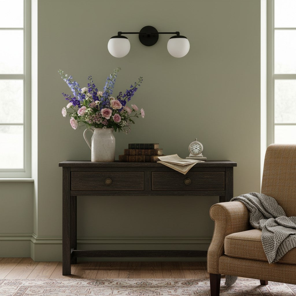 Pearl Milk Glass  Brass Wall Sconce Bathroom