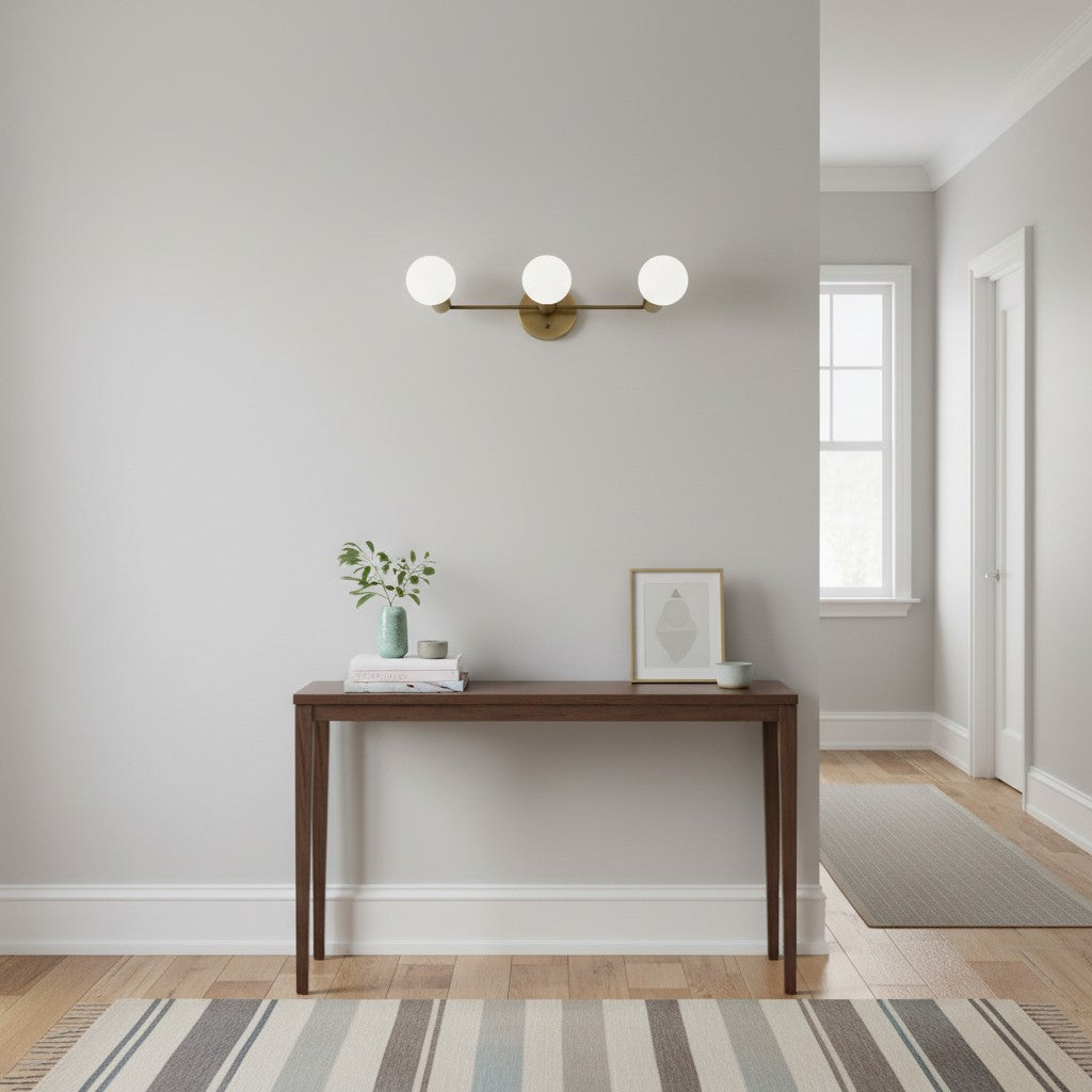 Pearl 3-Light Milk Glass Globe Wall Sconce Mid-Century Light