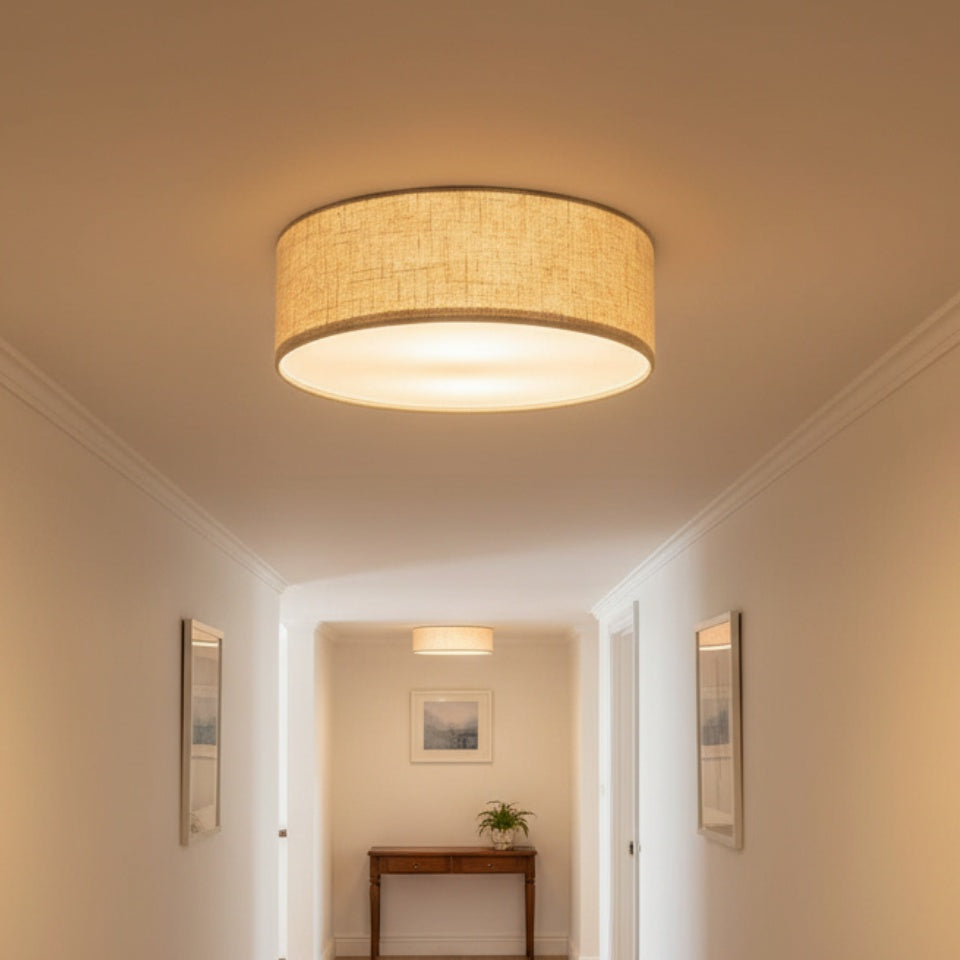 Linen Drum Ceiling Light Modern Bedroom