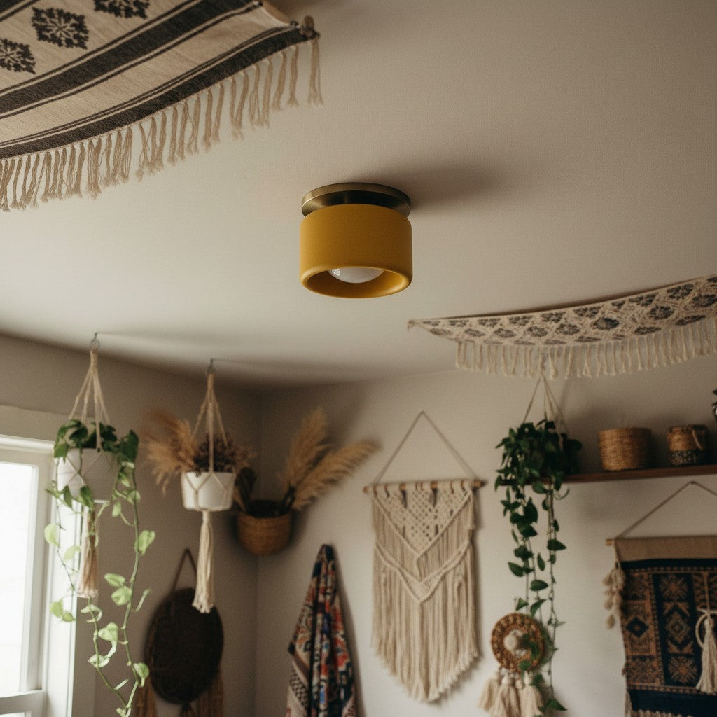 Kiln Porcelain Drum Ceiling Light
