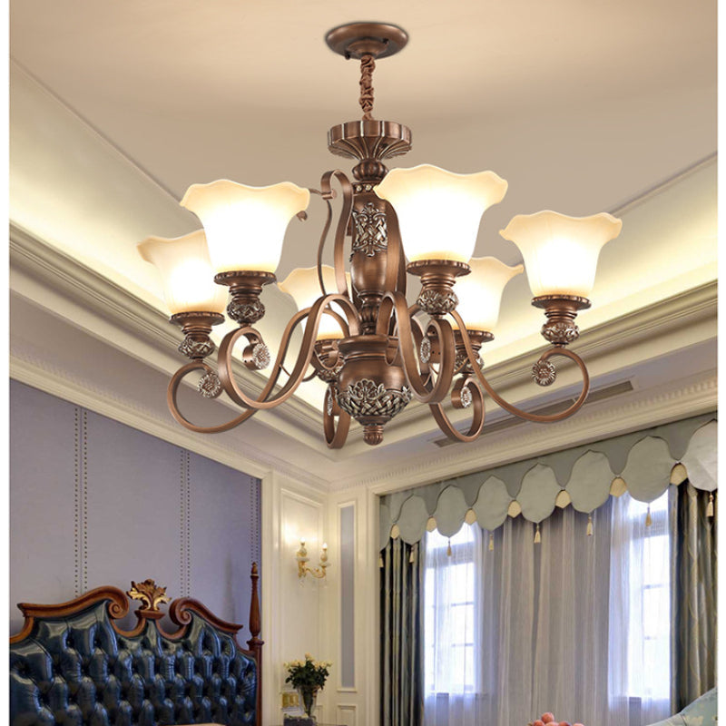 Arisha Retro Flower Pendant Light Metal Glass Living Room Bedroom - Letslighting