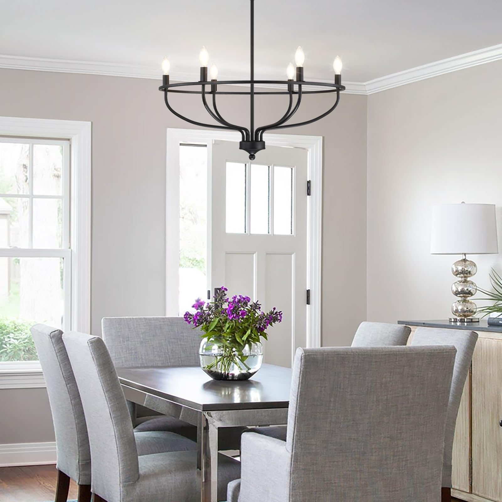 Silva Industrial Metal Candle Chandelier Champagne Living Room Bedroom - Letslighting