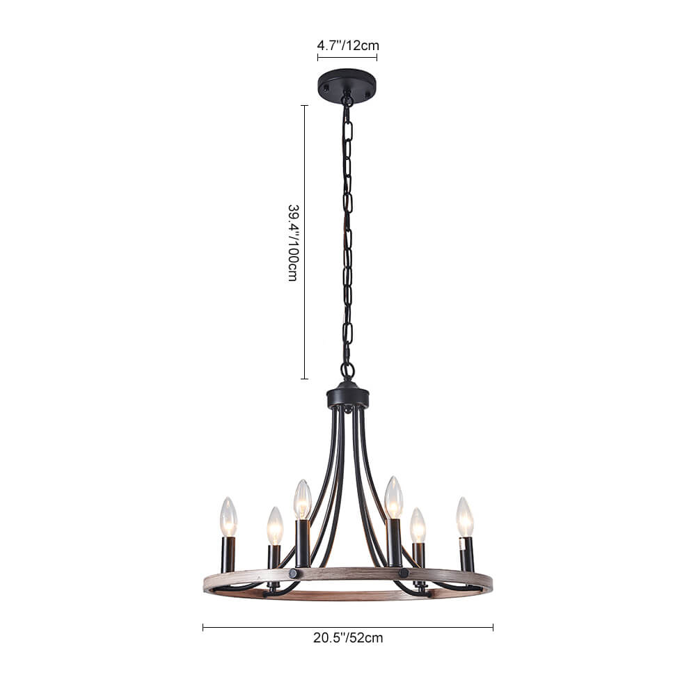 Dvalir Farmhouse Wagon Wheel Metal Chandelier