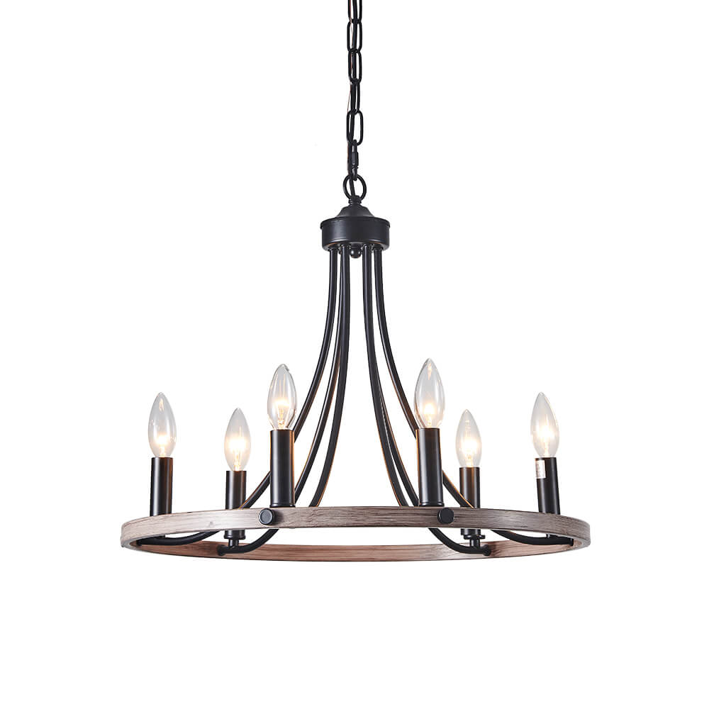 Dvalir Farmhouse Wagon Wheel Metal Chandelier