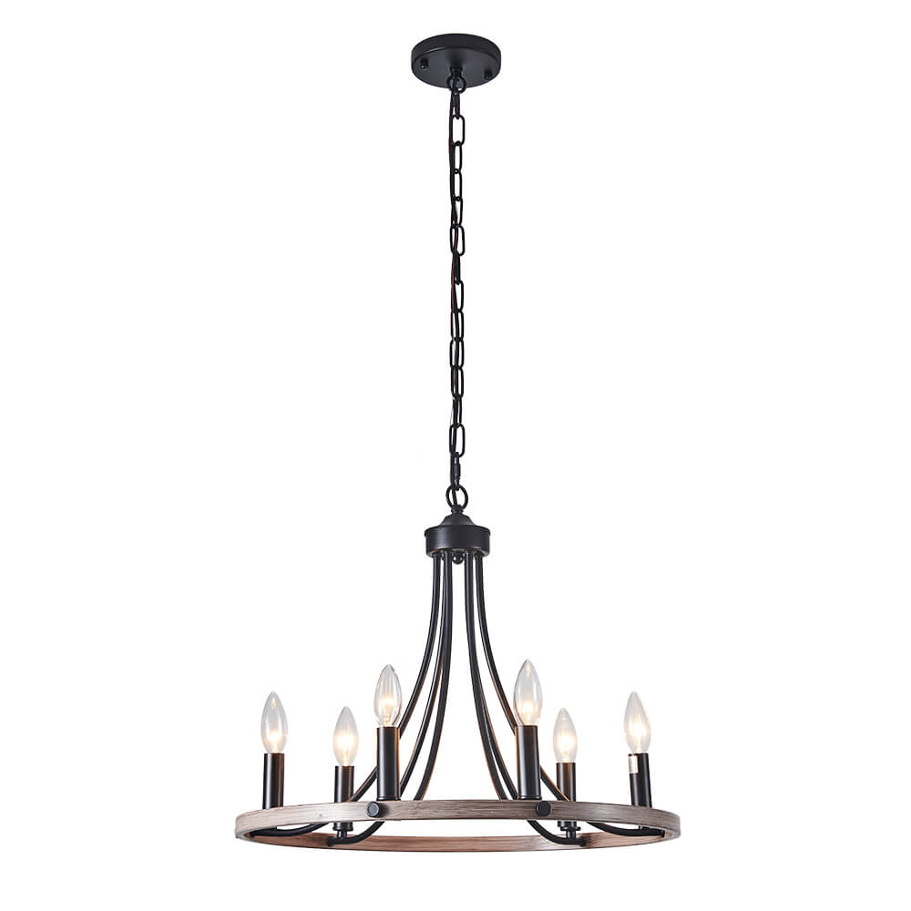 Dvalir Farmhouse Wagon Wheel Metal Chandelier
