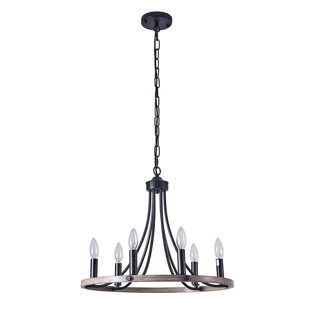 Dvalir Farmhouse Wagon Wheel Metal Chandelier