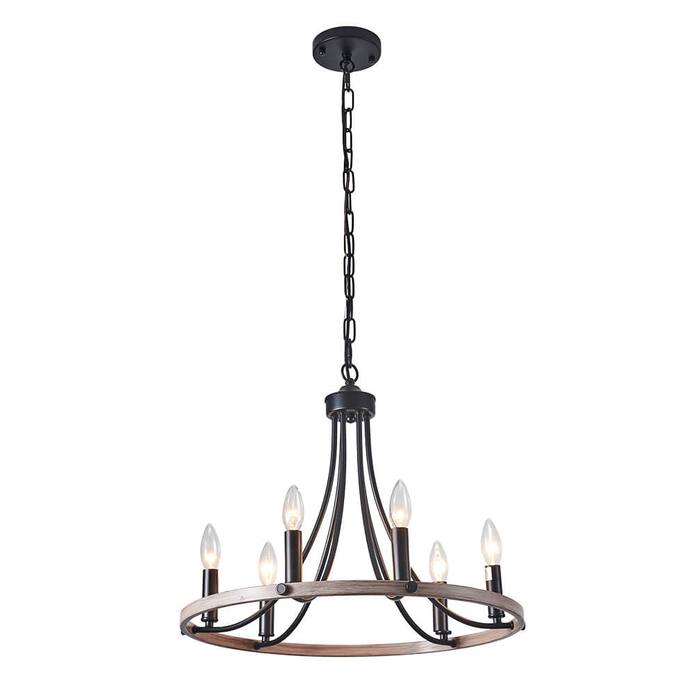 Dvalir Farmhouse Wagon Wheel Metal Chandelier