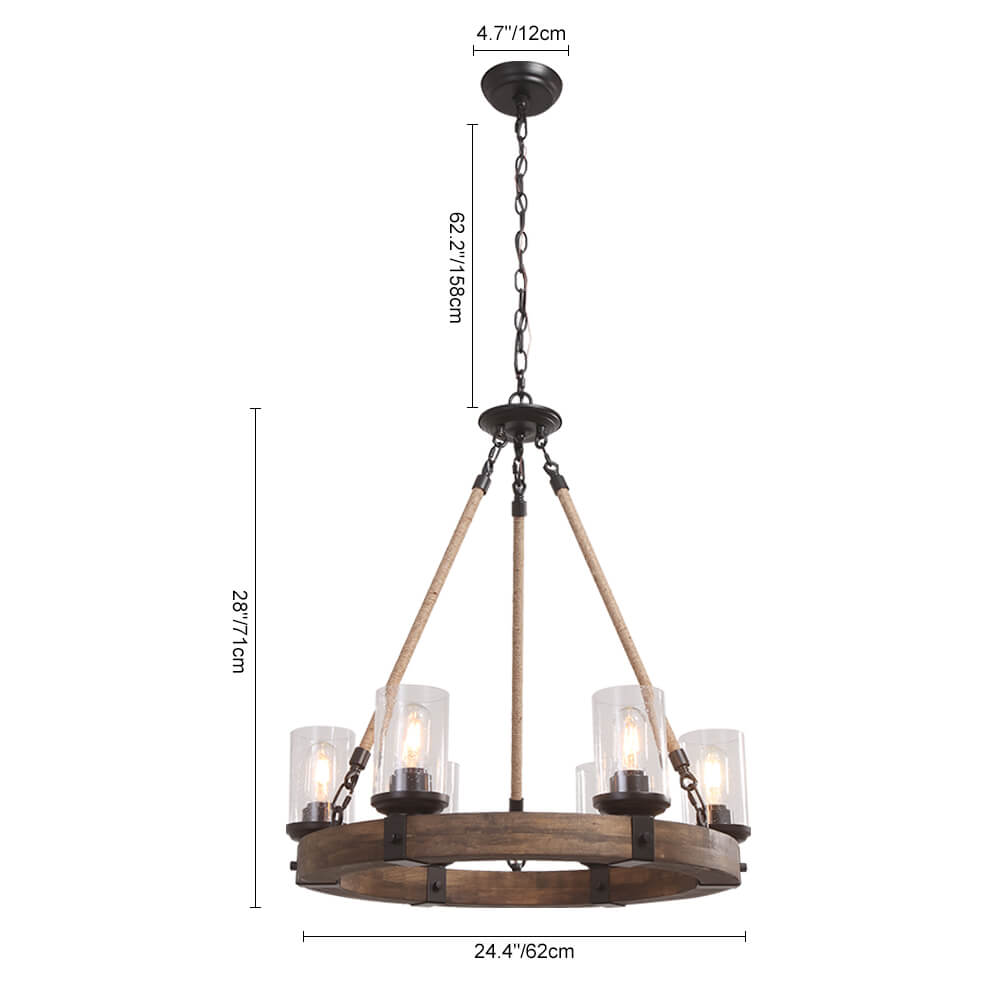 Elvian Industrial Modern Wood Chandelier