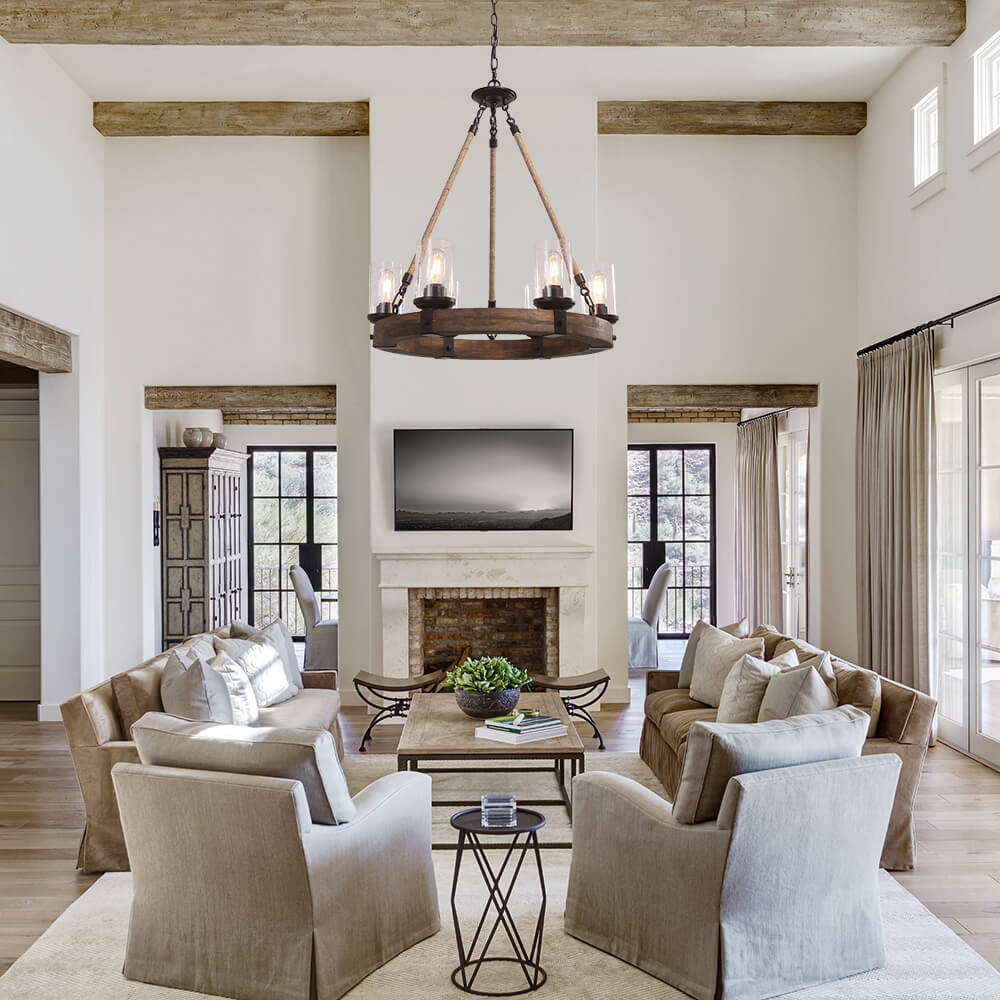 Elvian Industrial Modern Wood Chandelier