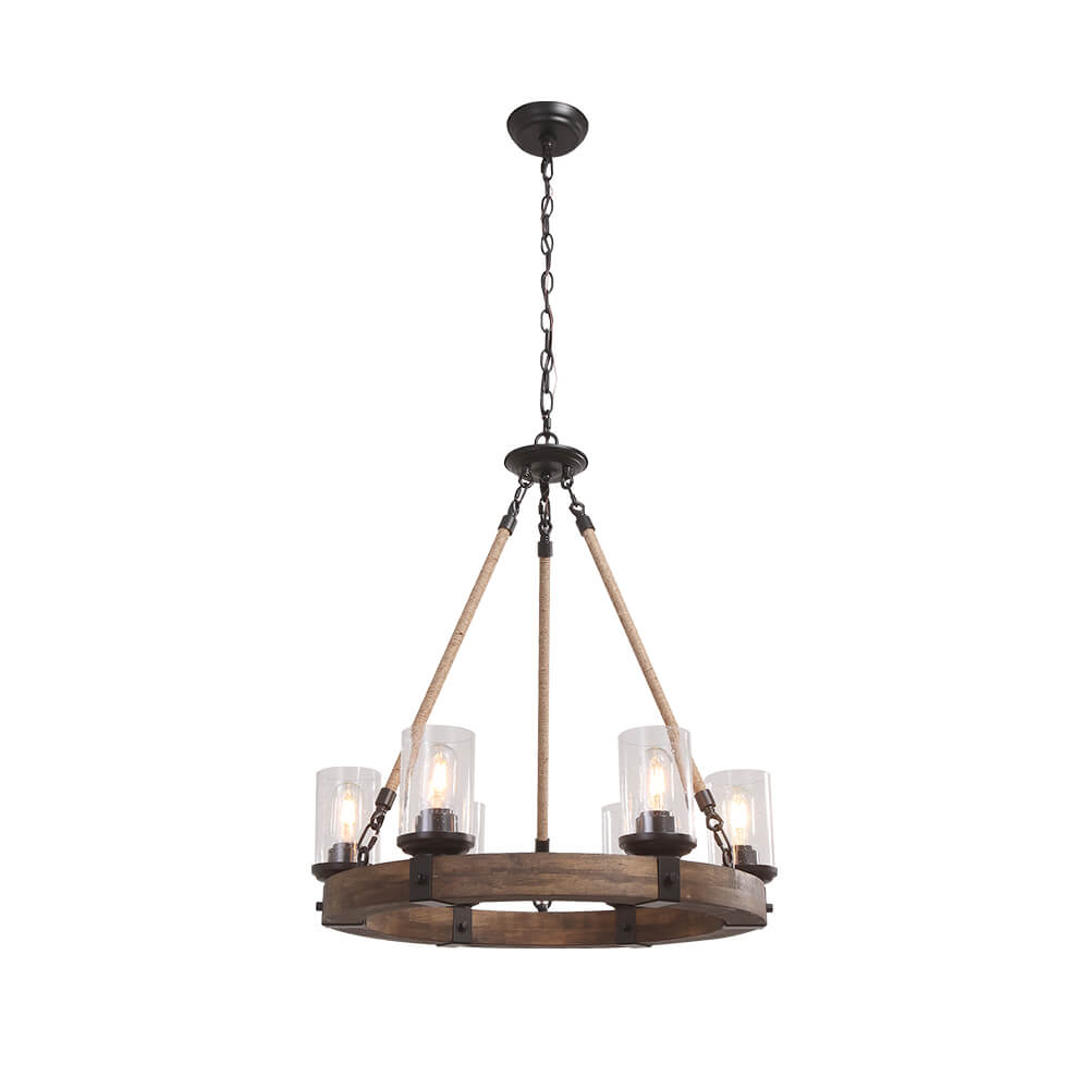 Elvian Industrial Modern Wood Chandelier