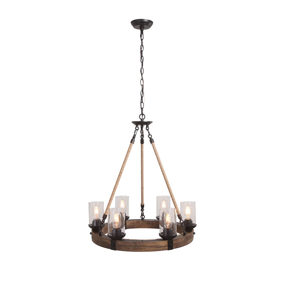 Elvian Industrial Modern Wood Chandelier