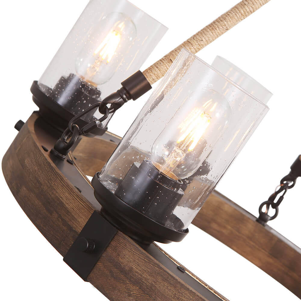 Elvian Industrial Modern Wood Chandelier