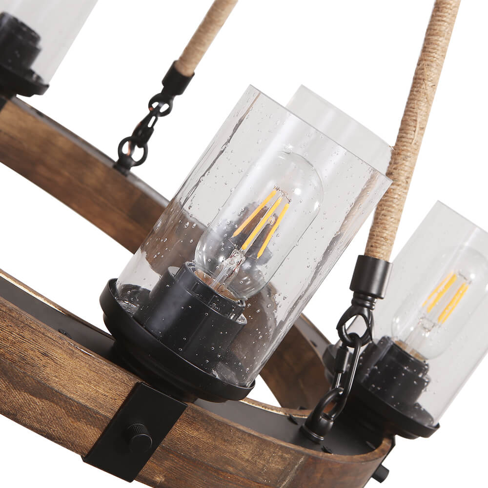 Elvian Industrial Modern Wood Chandelier