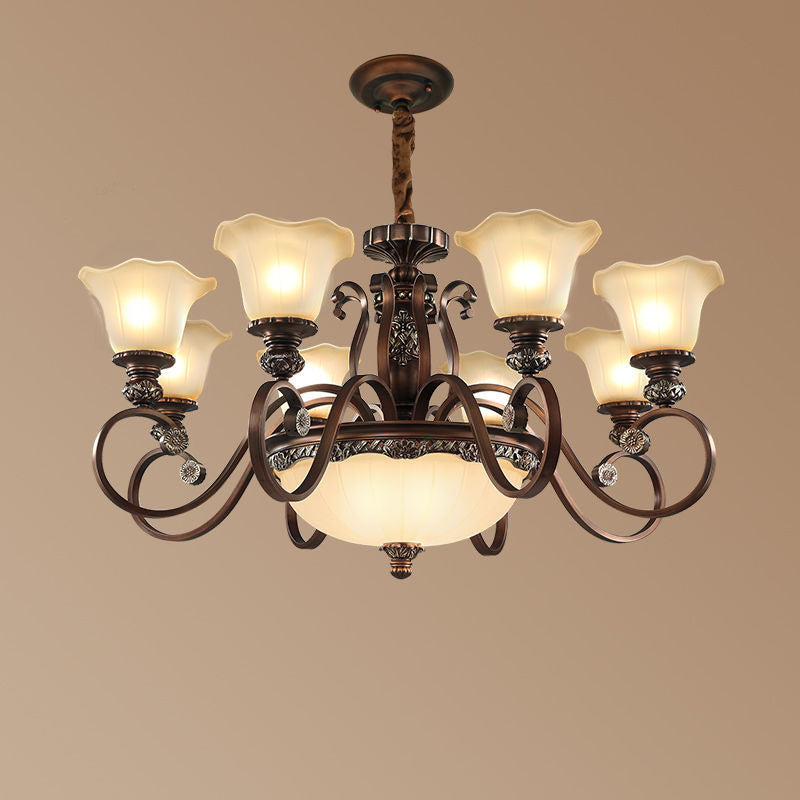 Arisha Retro Flower Pendant Light Metal Glass Living Room Bedroom - Letslighting