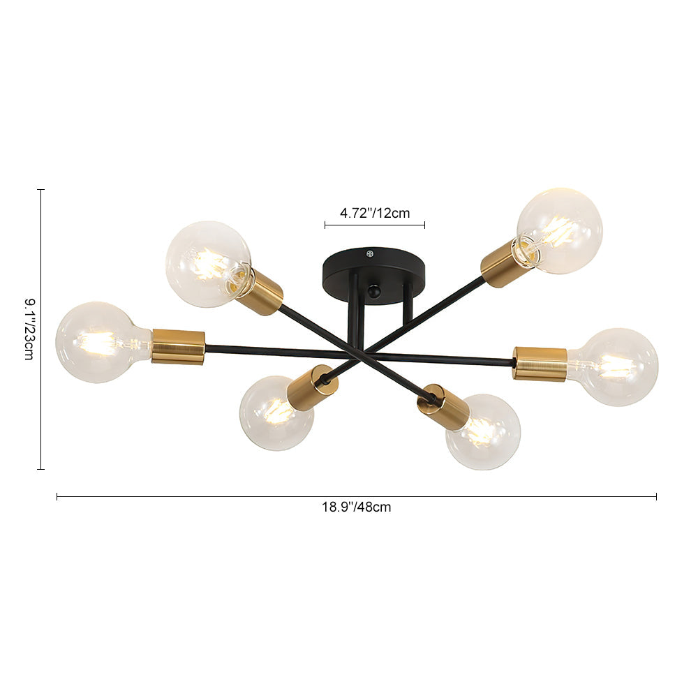Rauouli Minimalist Metal Semi Flush Fixture Ceiling Light