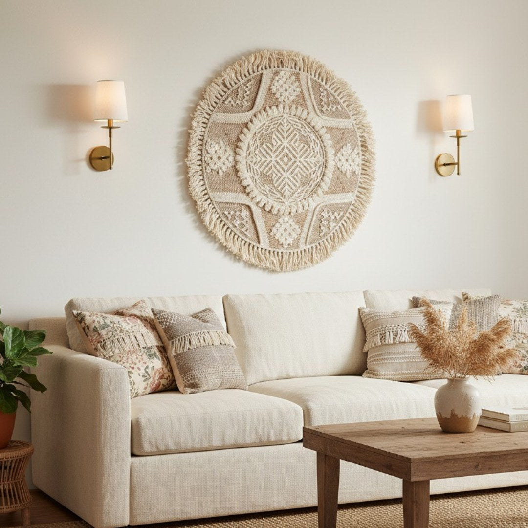 Lodge Brass Fabric Wall Light