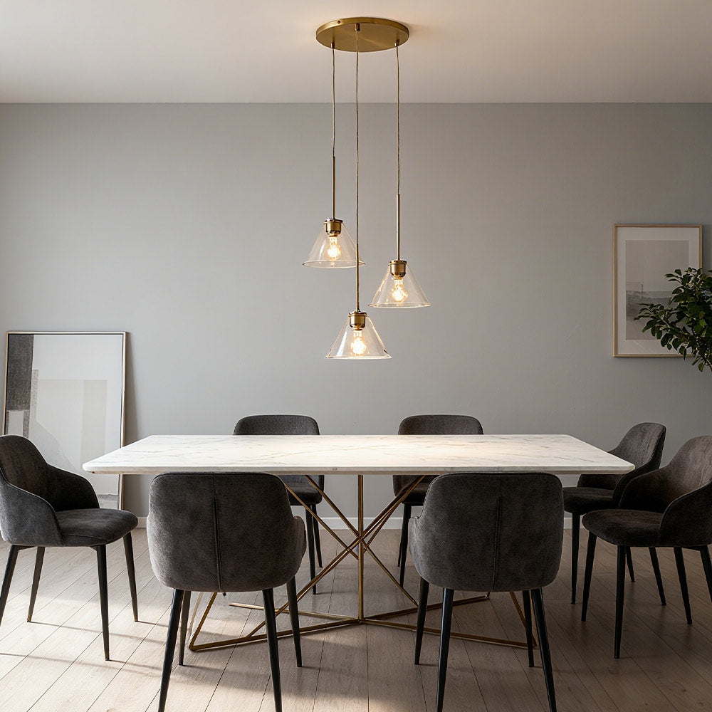 Cone 3-Light Brass Chandelier