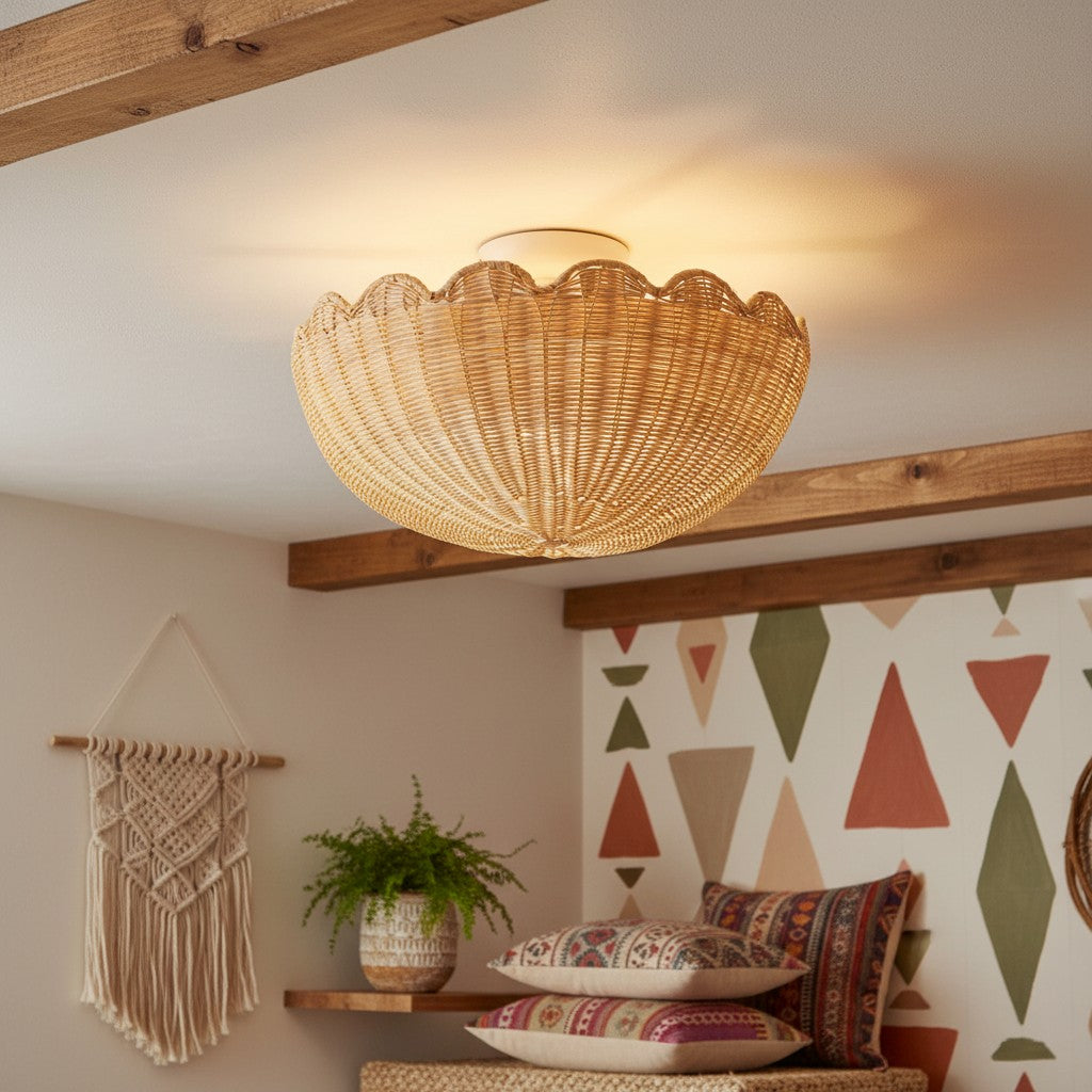Fungi Celling Light Rattan&Metal