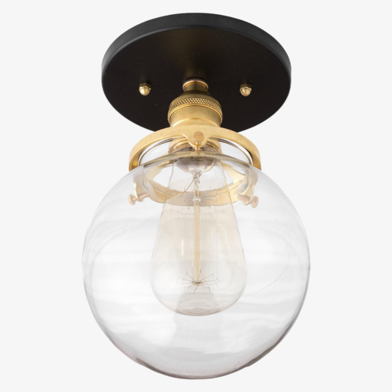 Pearl  Clear Glass Retro Globe Ceiling Light Bedroom