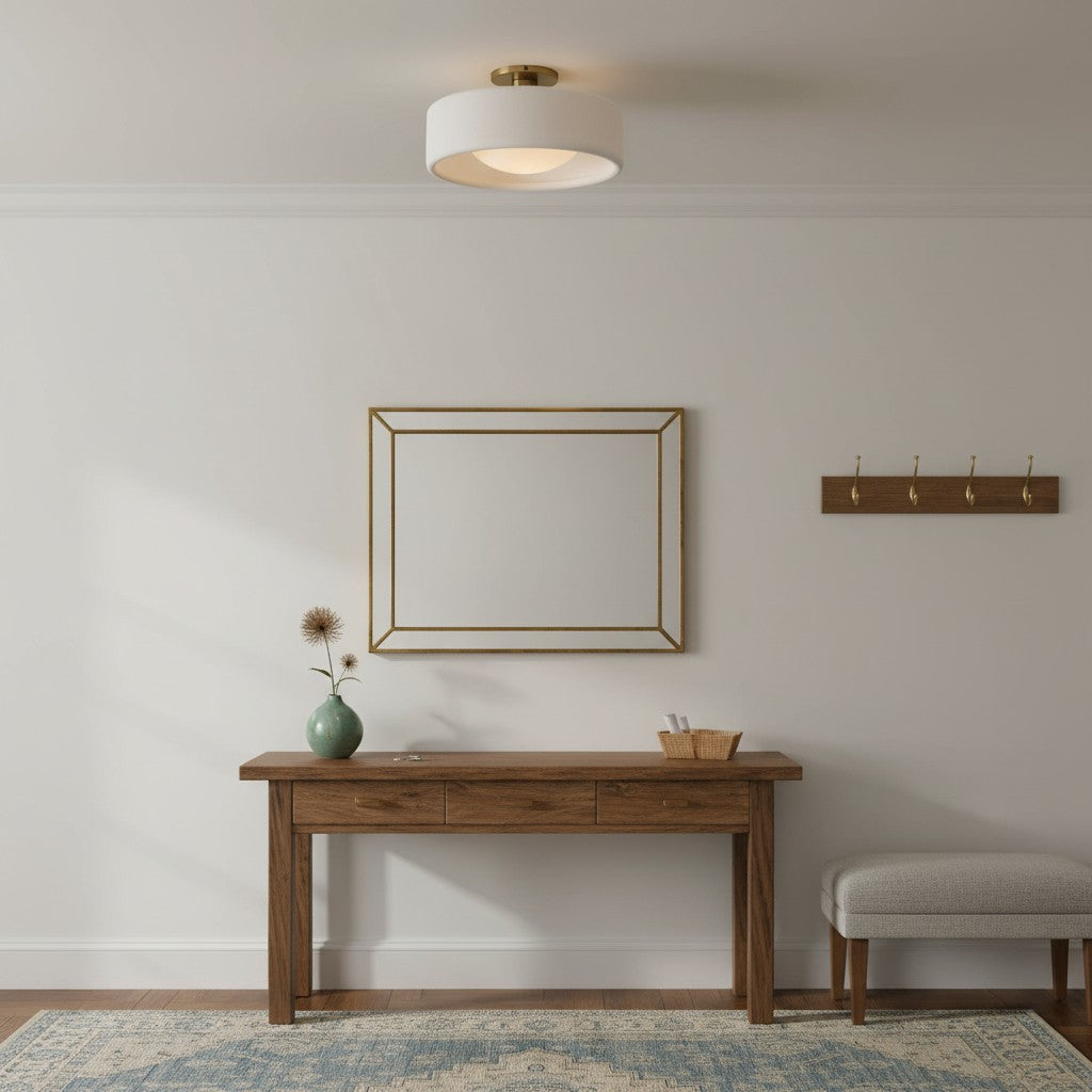 Kiln Porcelain Drum Ceiling Light