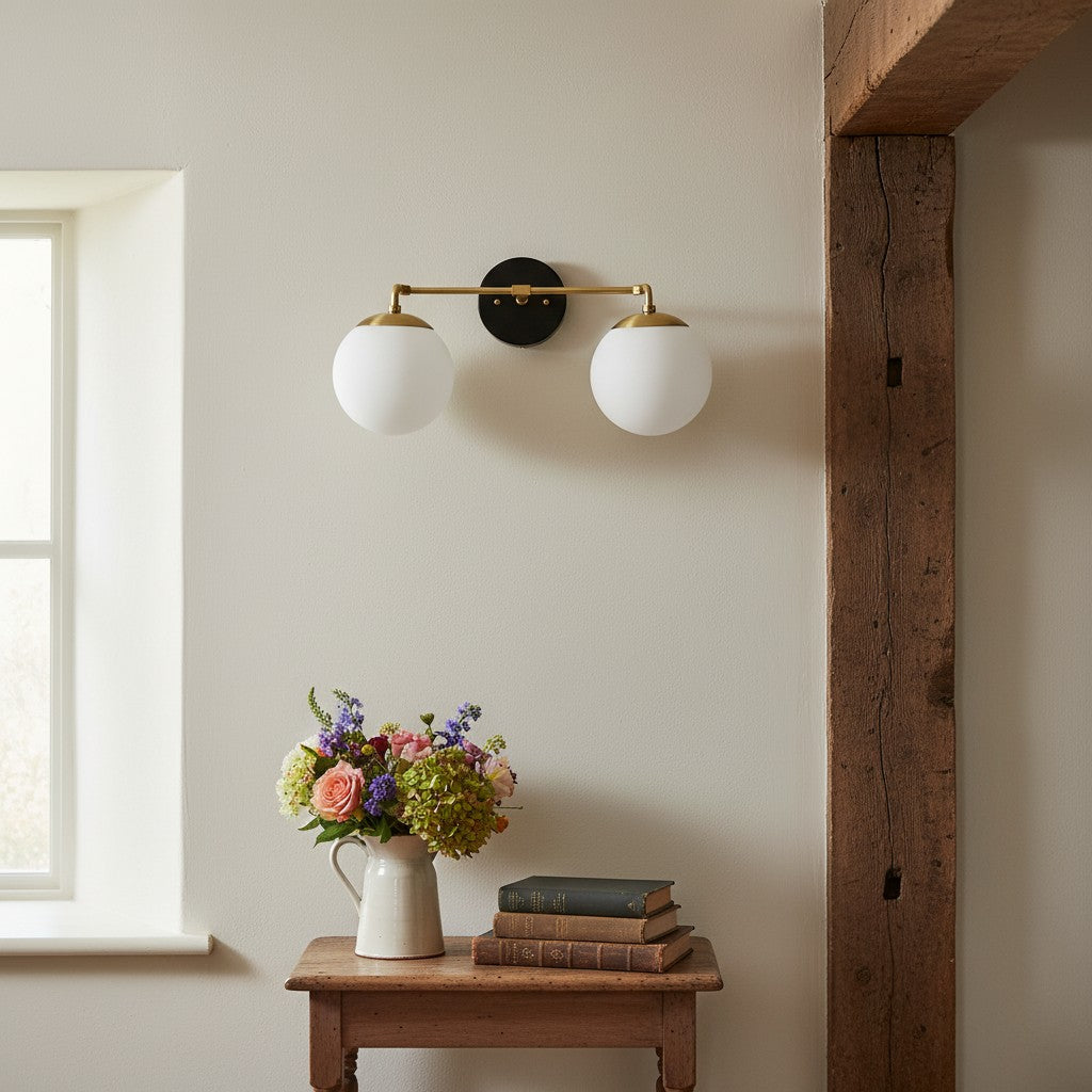 Pearl 2/3-Light Wall Sconce Milk Glass Hallway