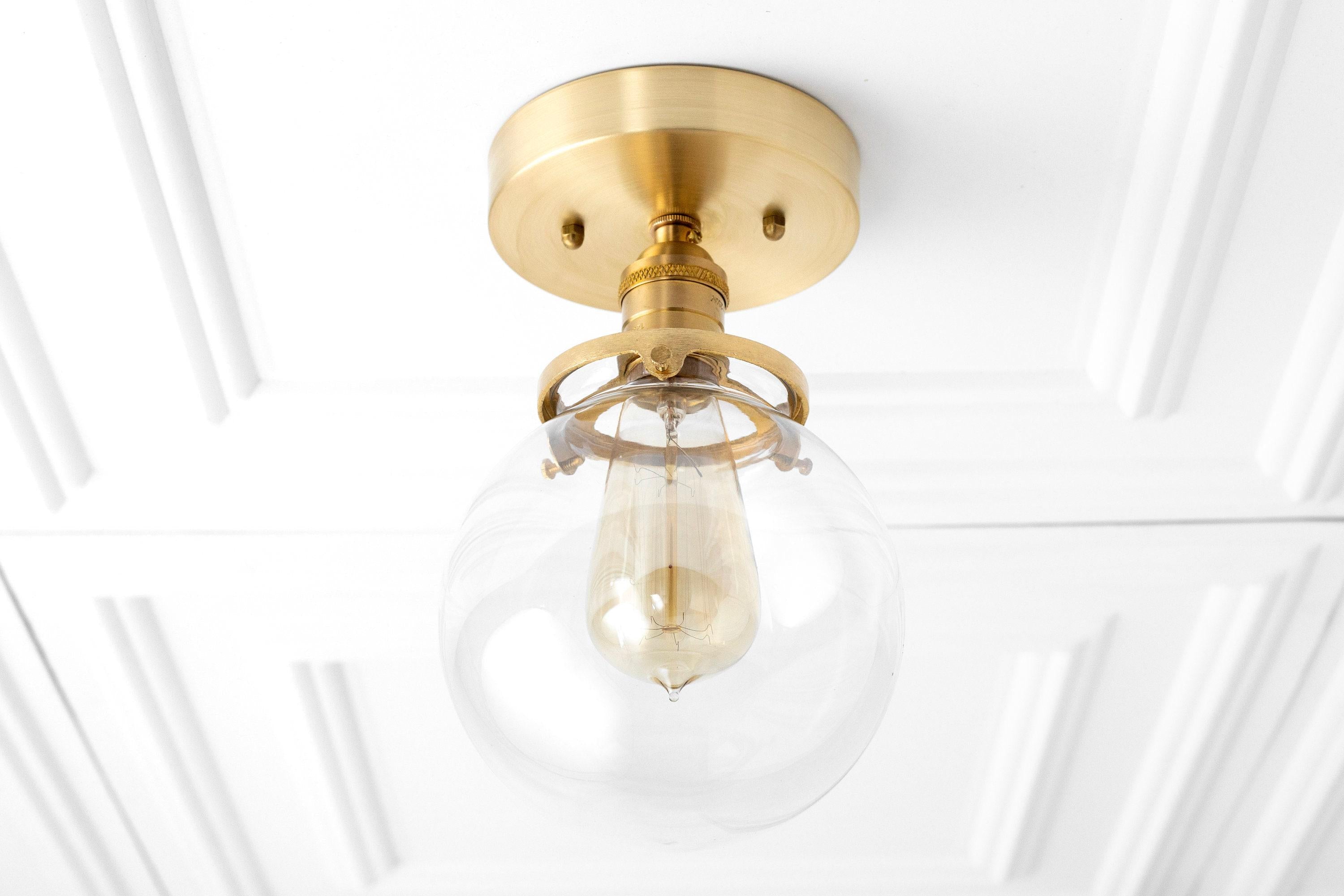 Pearl  Clear Glass Retro Globe Ceiling Light Bedroom