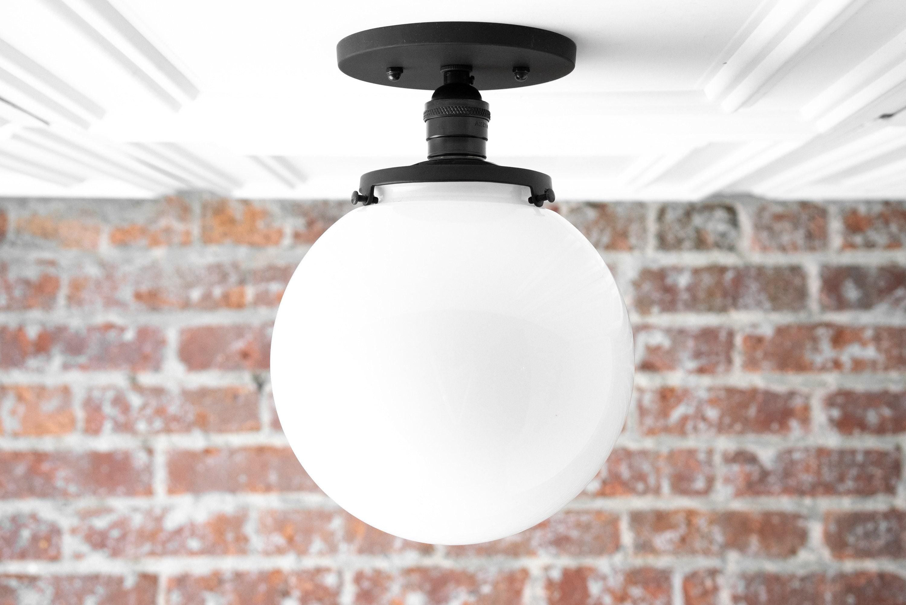 Pearl Glass Mid Century Flush Ceiling Light