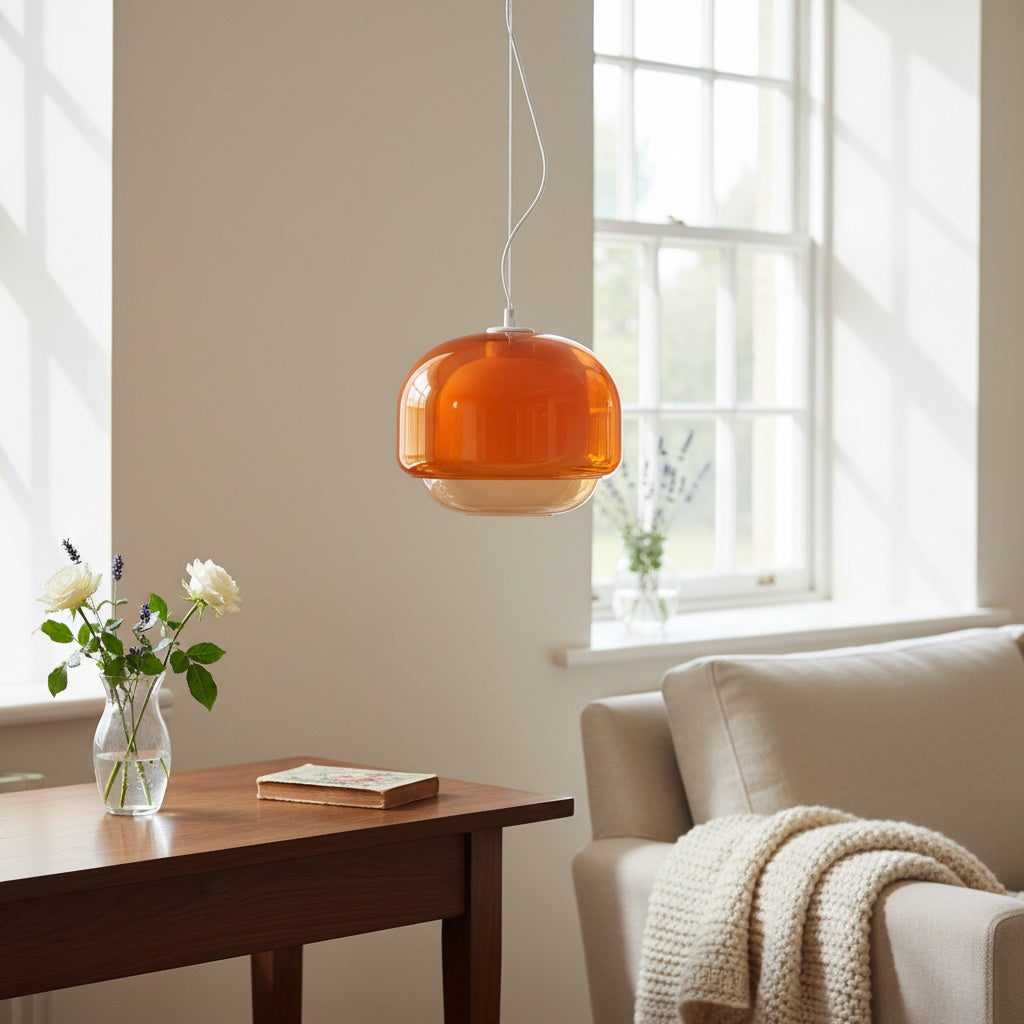 Orbit Modern Mushroom Pendant Light Colored Glass