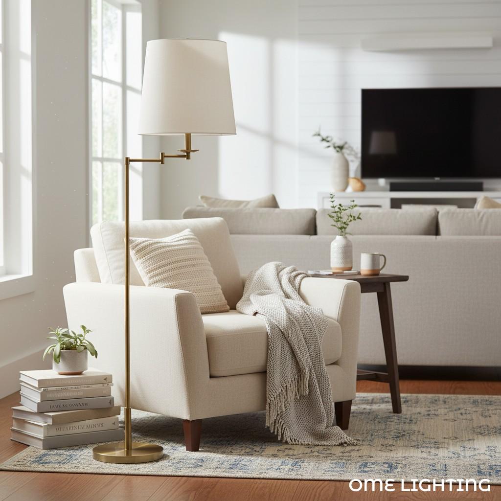 Lodge Brass Linen Floor Lamp