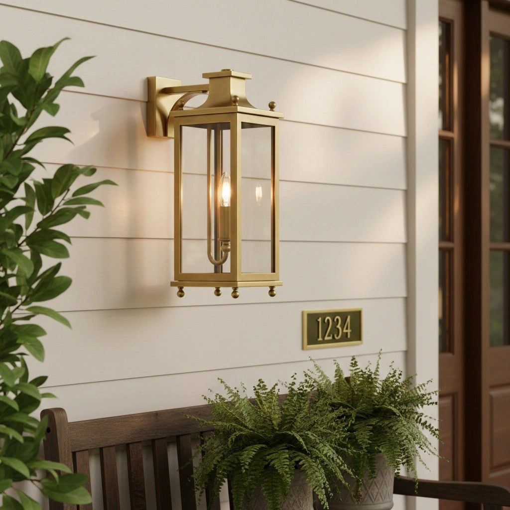 Guard  Wall Lamp  Brass Glass Outdoor