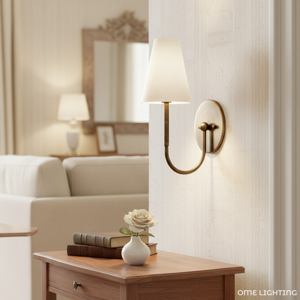 Disc Traditional Linen Wall Sconce Bedrooms