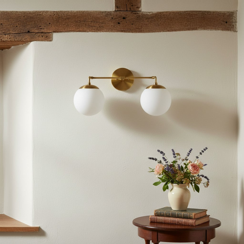 Pearl 2/3-Light Wall Sconce Milk Glass Hallway