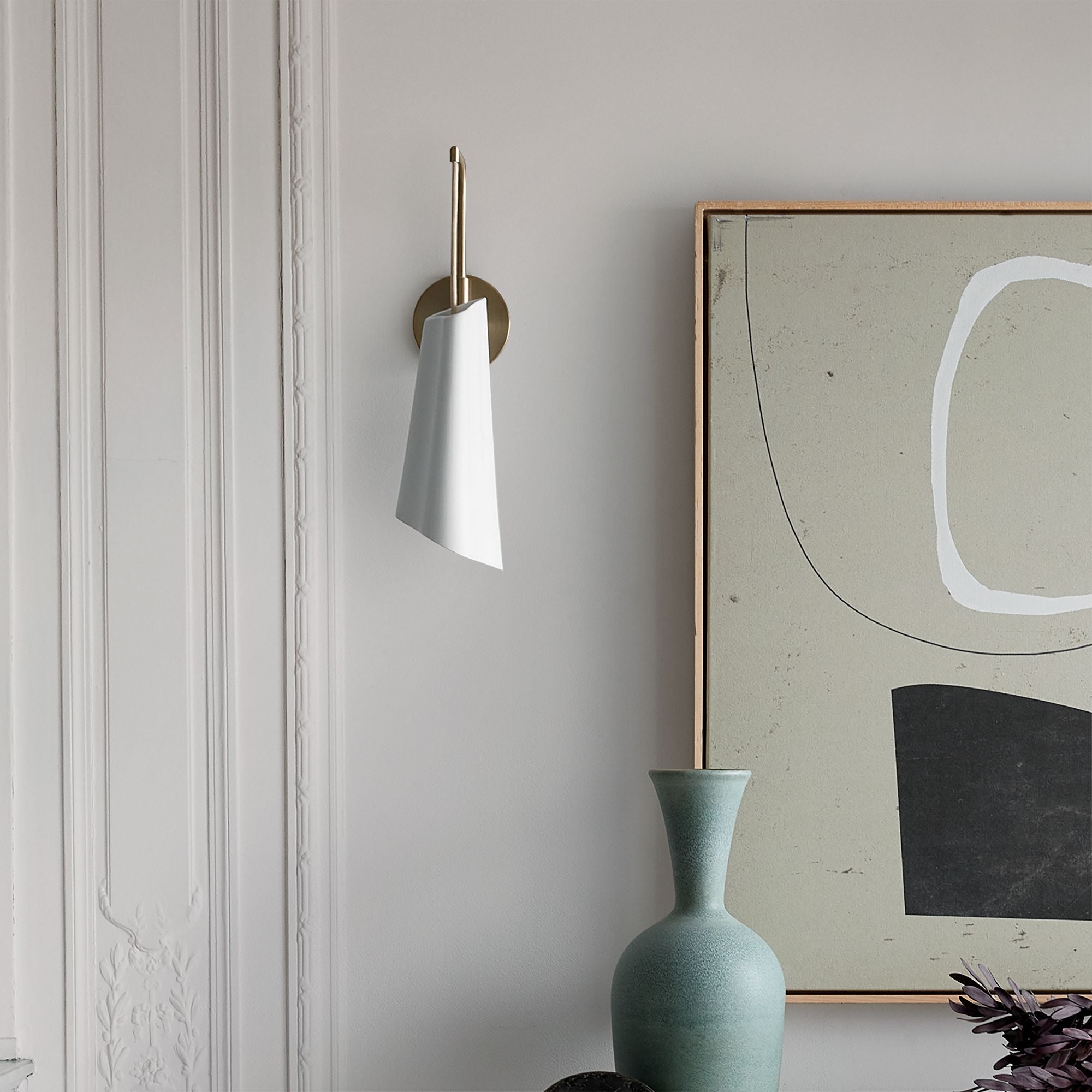 Slant Vintage Ceramic Wall Sconce Modern Brass Living Room