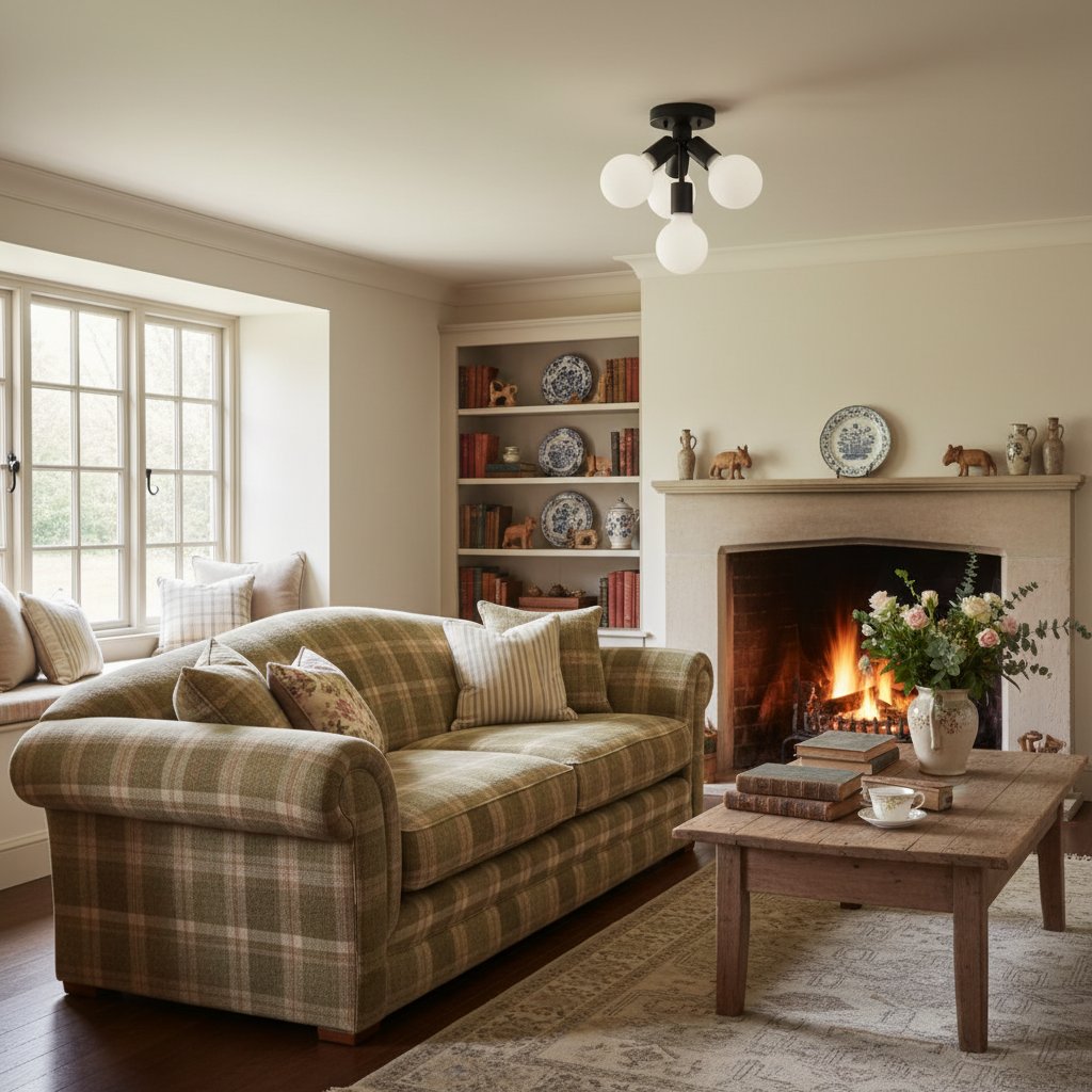 Pearl Opal White  Brass Flush Mount Light  Living Room