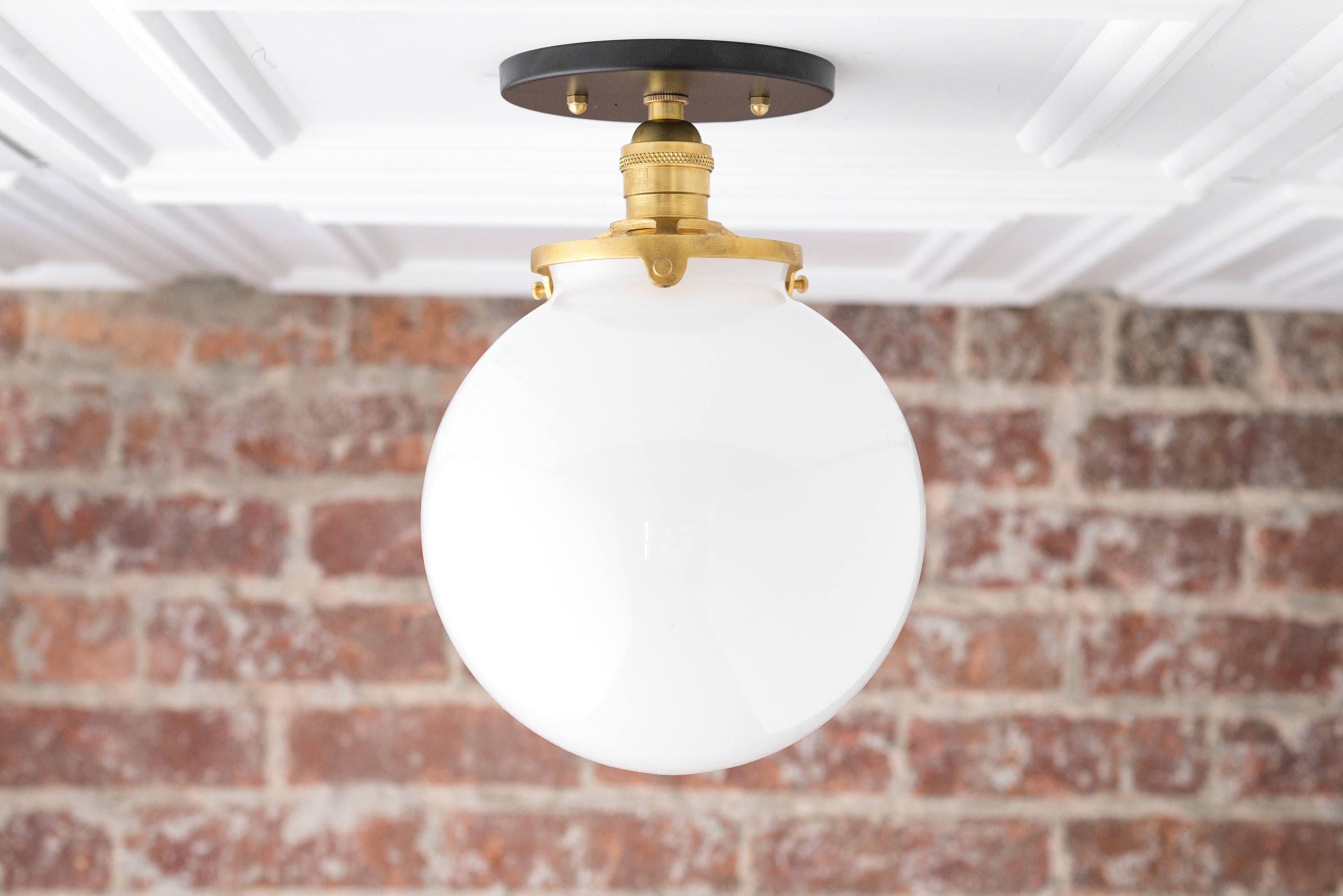 Pearl Glass Mid Century Flush Ceiling Light