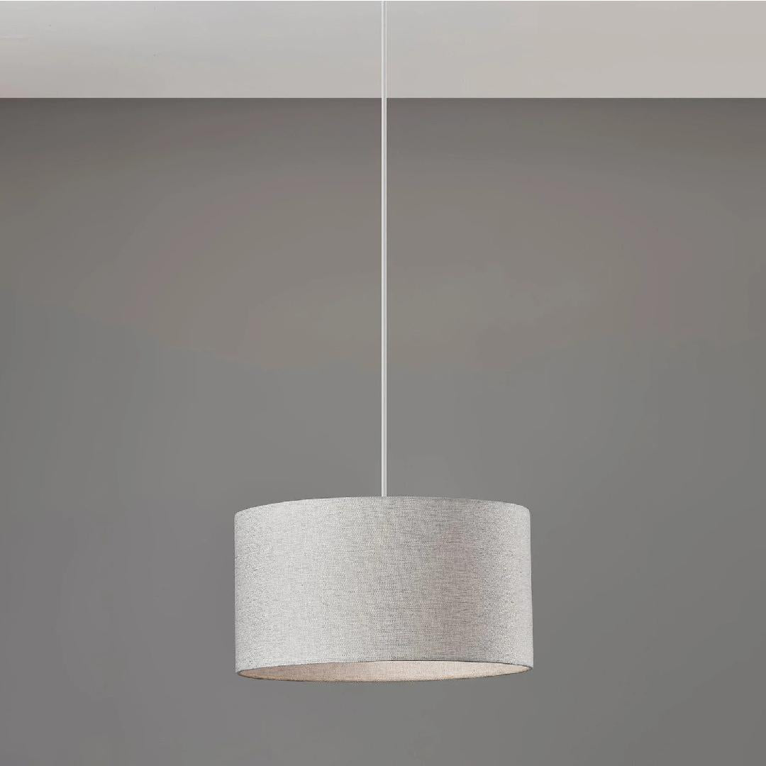 Rowan Linen Drum Pendant Light Transitional Living