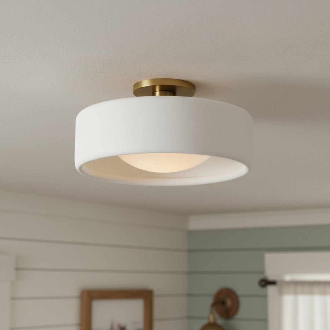 Kiln Porcelain Drum Ceiling Light