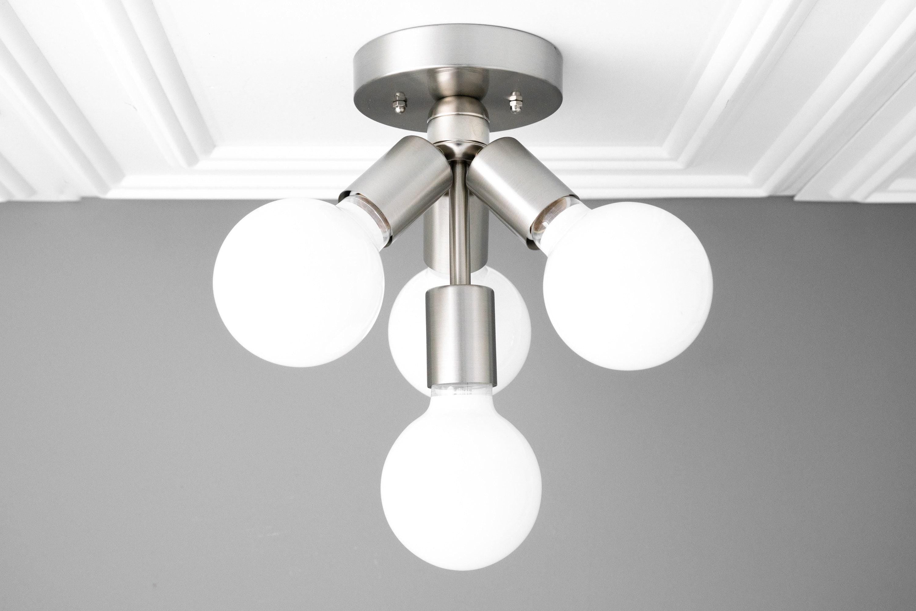 Pearl Opal White  Brass Flush Mount Light  Living Room