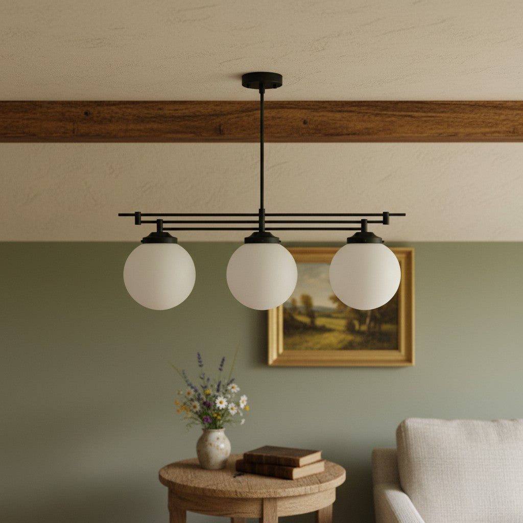 Pearl Brass Globe Pendant Light Living Room