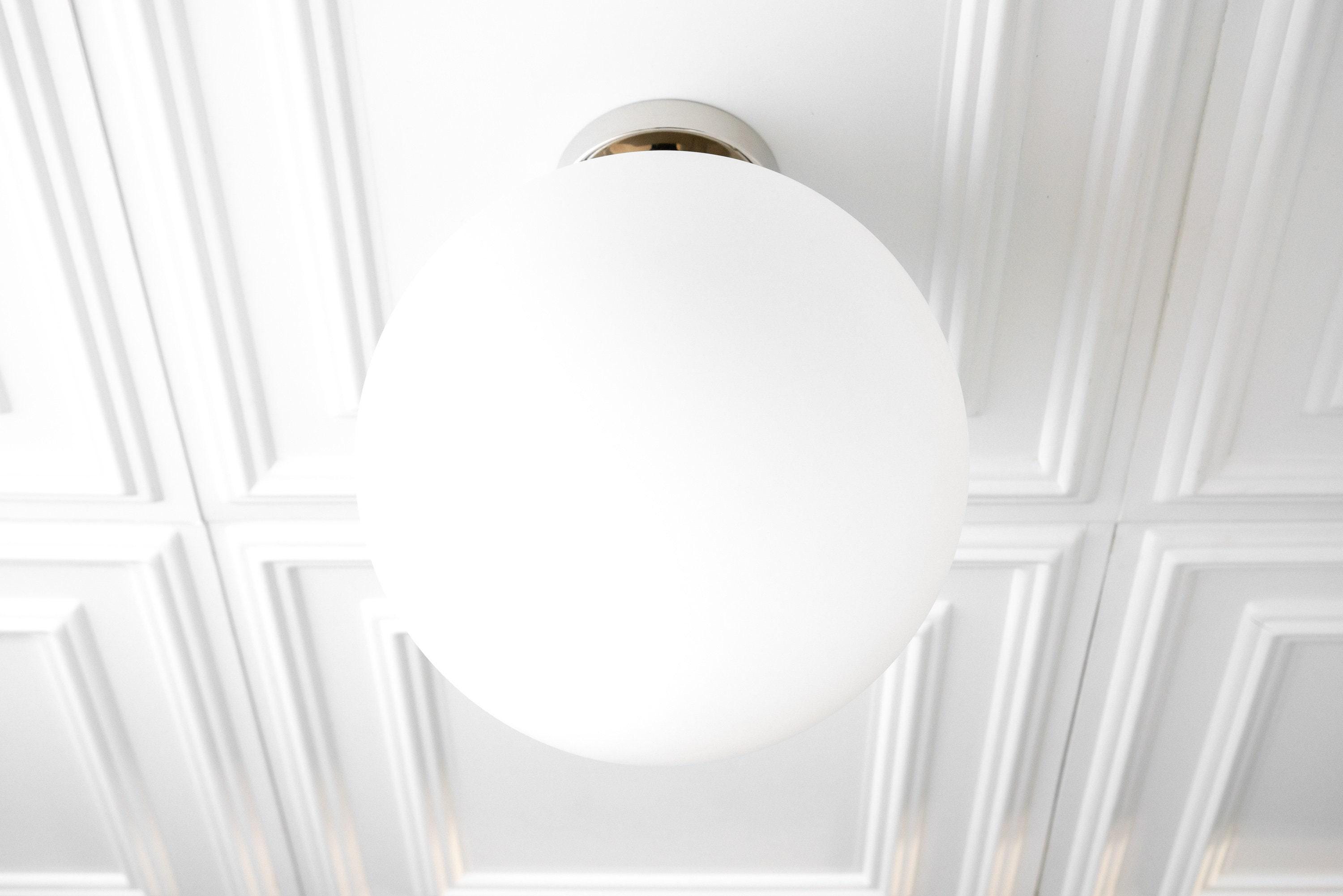 Pearl White Brass Globe Ceiling Light  Contemporary