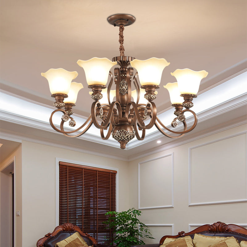 Arisha Retro Flower Pendant Light Metal Glass Living Room Bedroom - Letslighting