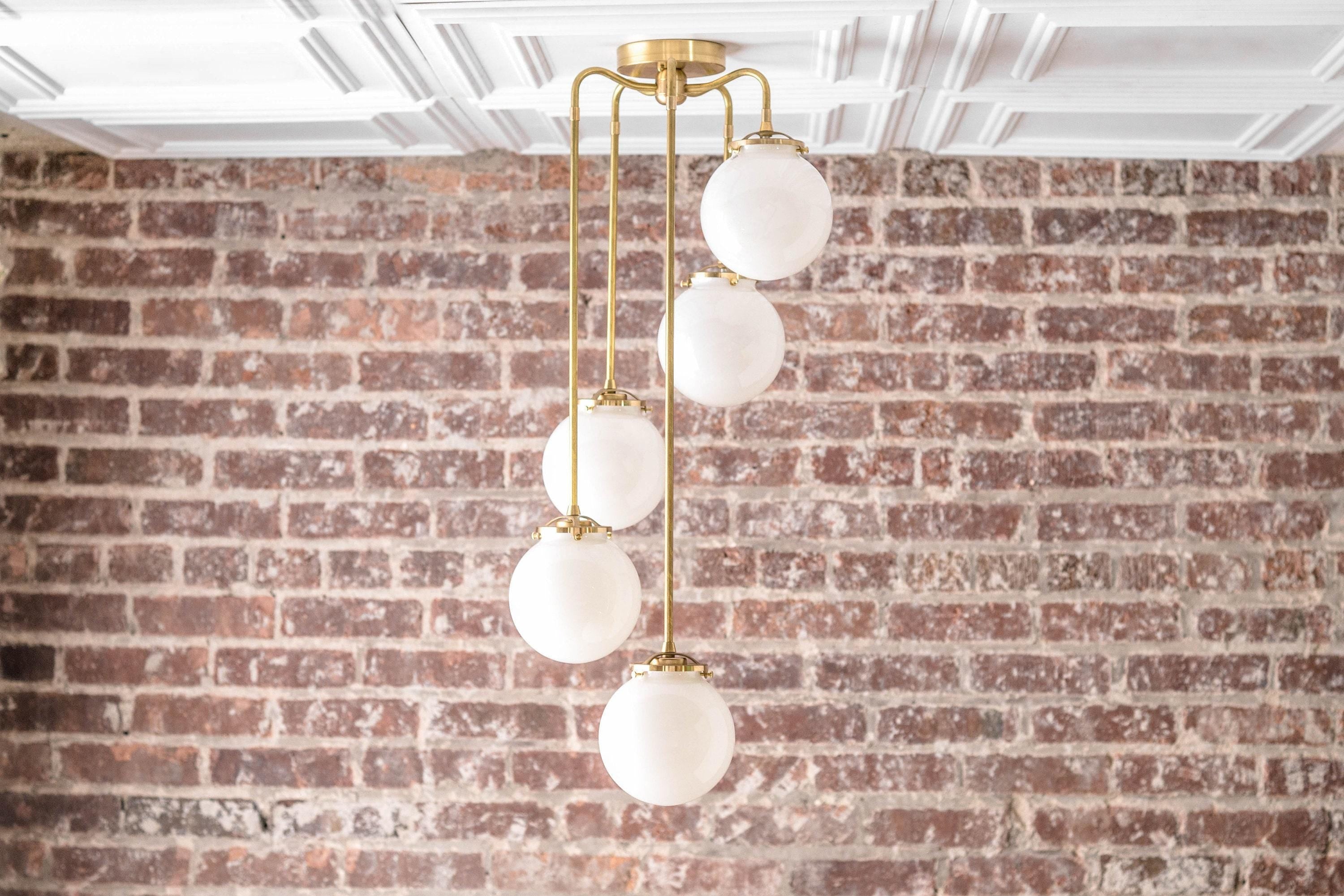 Pearl Glass Brass Chandelier