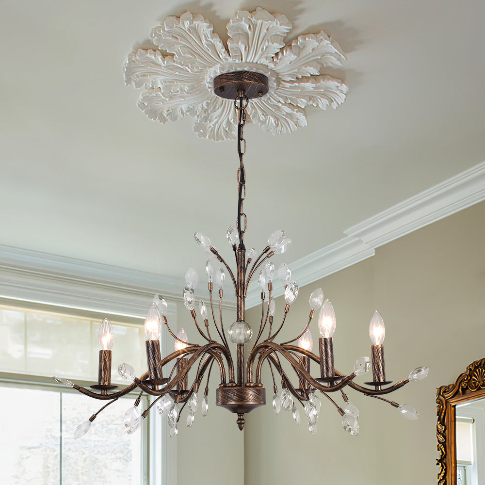 Jorne Vintage Antique Floral Crystal Chandelier