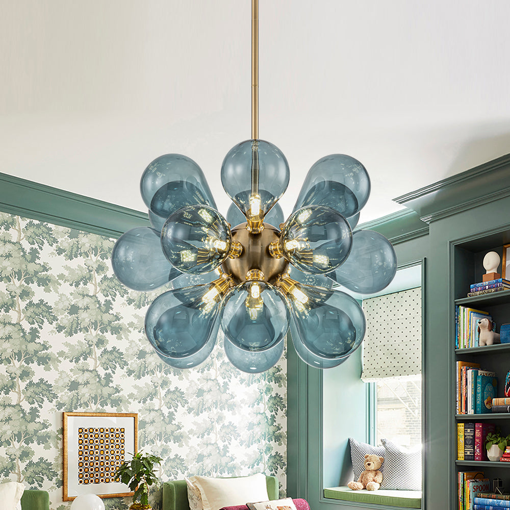 Orbis Contemporary Glass Chandelier - Lamp Copper