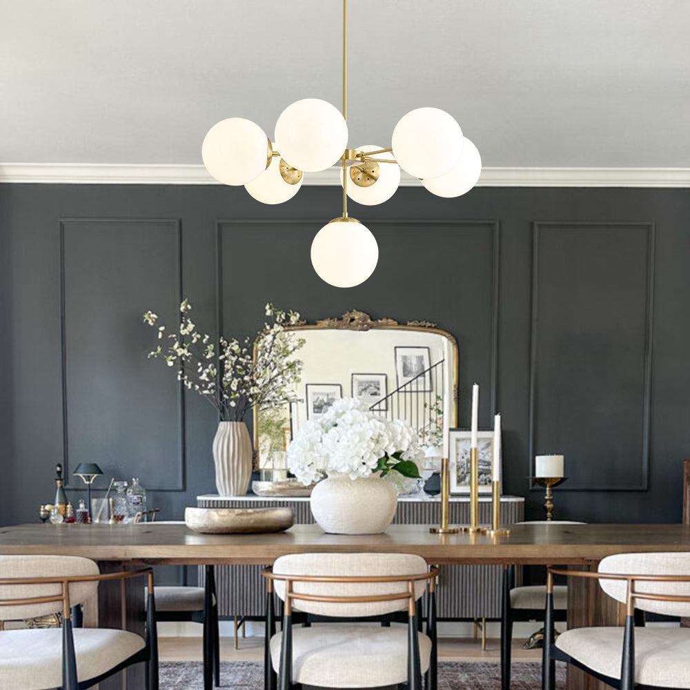 Xenuvia Mid-Century Sputnik Opal Glass Globe Chandelier