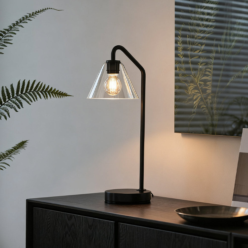 Cone Table Lamp Modern Milk Glass Desk