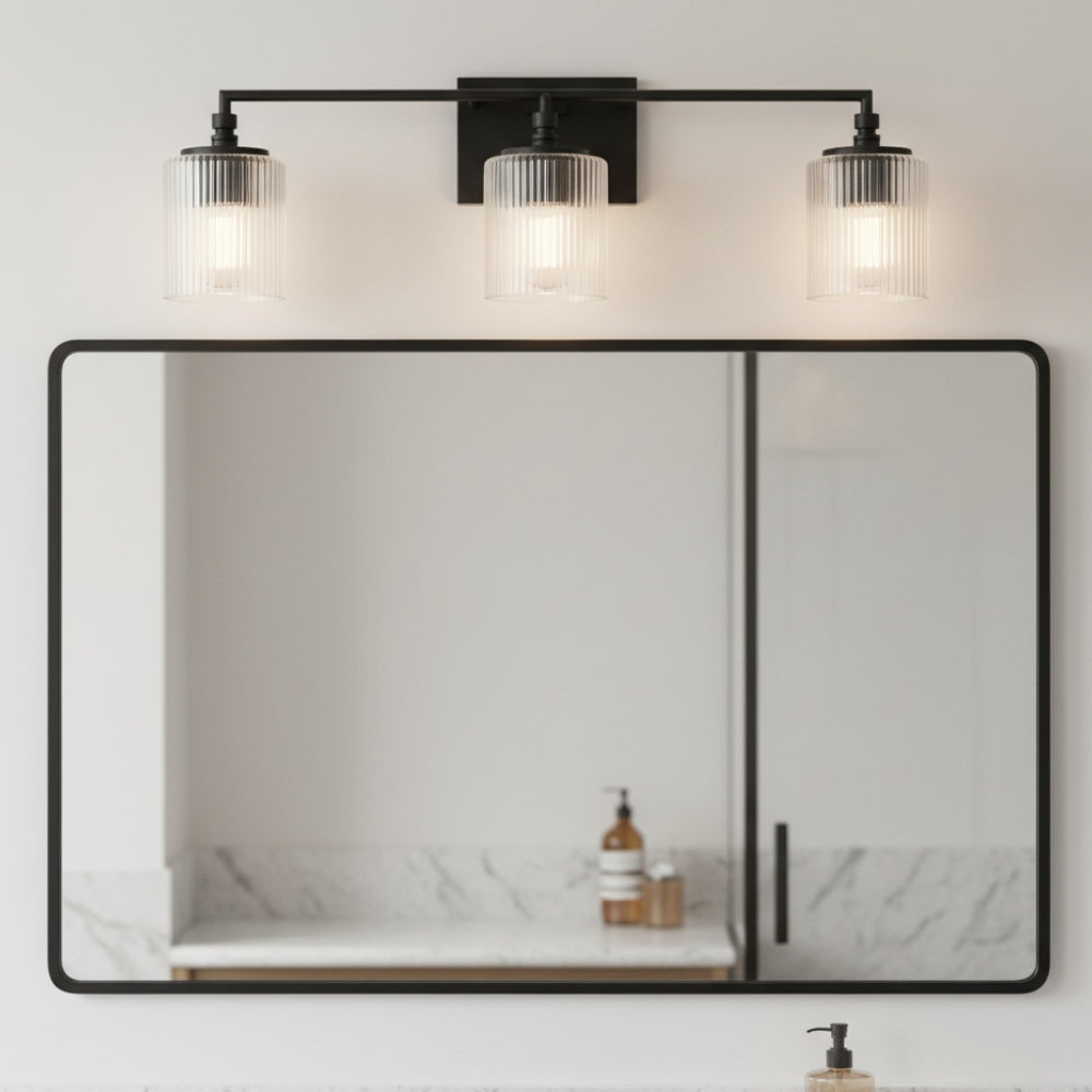 Haze 3-Light Ribbed Glass Wall Sconce